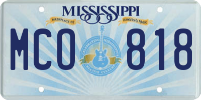 MS license plate MCO818