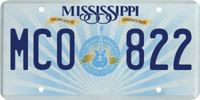 MS license plate MCO822