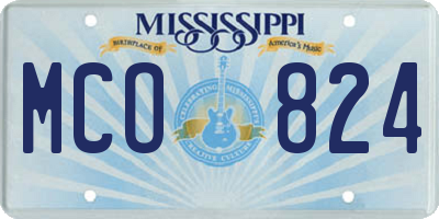 MS license plate MCO824