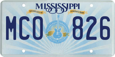 MS license plate MCO826