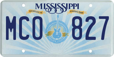 MS license plate MCO827