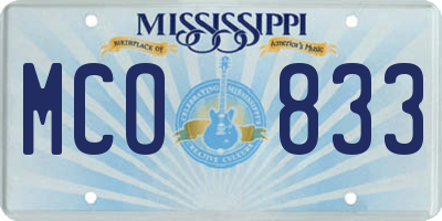 MS license plate MCO833
