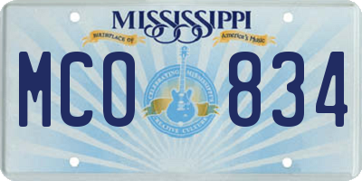 MS license plate MCO834