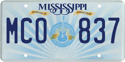 MS license plate MCO837
