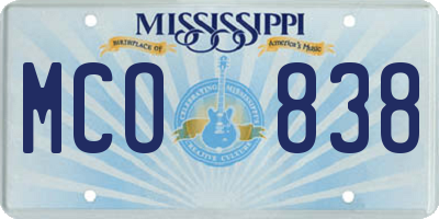 MS license plate MCO838