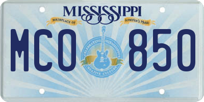 MS license plate MCO850