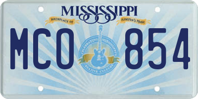 MS license plate MCO854