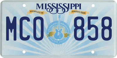 MS license plate MCO858