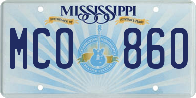 MS license plate MCO860