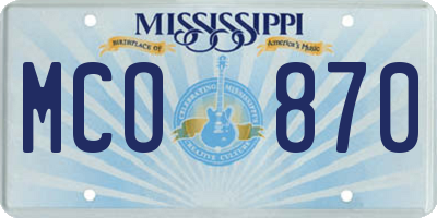 MS license plate MCO870