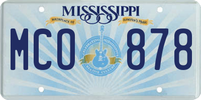 MS license plate MCO878