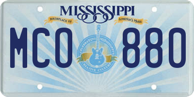 MS license plate MCO880