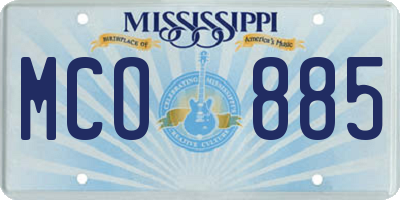 MS license plate MCO885