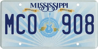 MS license plate MCO908