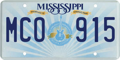 MS license plate MCO915