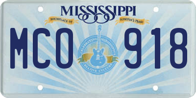 MS license plate MCO918