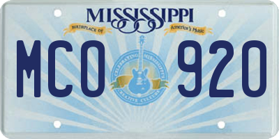 MS license plate MCO920