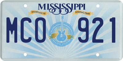 MS license plate MCO921