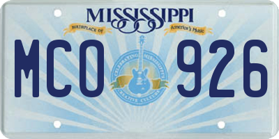 MS license plate MCO926