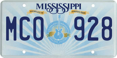 MS license plate MCO928