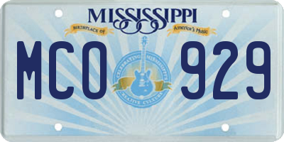 MS license plate MCO929