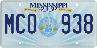 MS license plate MCO938