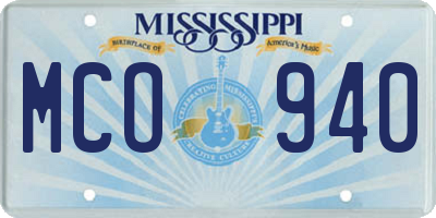 MS license plate MCO940