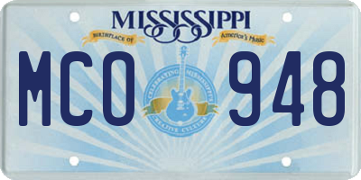 MS license plate MCO948