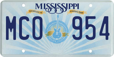 MS license plate MCO954