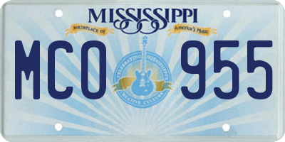 MS license plate MCO955