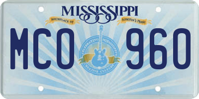 MS license plate MCO960