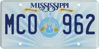 MS license plate MCO962