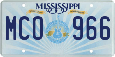 MS license plate MCO966