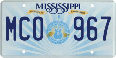 MS license plate MCO967