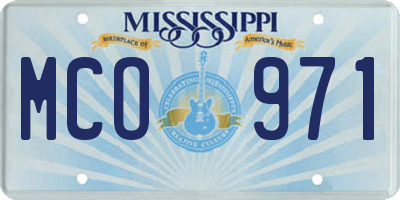 MS license plate MCO971