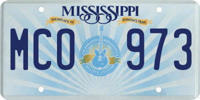 MS license plate MCO973