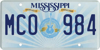 MS license plate MCO984