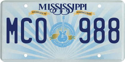 MS license plate MCO988