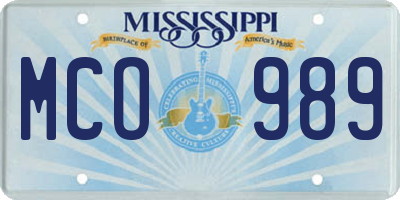 MS license plate MCO989