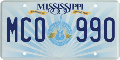 MS license plate MCO990