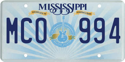 MS license plate MCO994