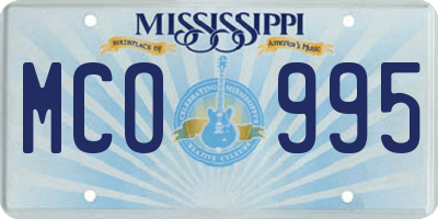 MS license plate MCO995