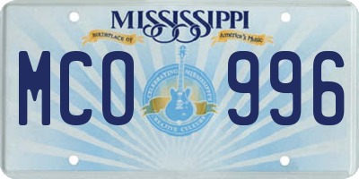 MS license plate MCO996
