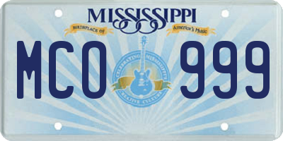 MS license plate MCO999