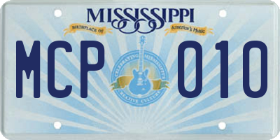 MS license plate MCP010