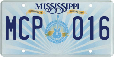 MS license plate MCP016