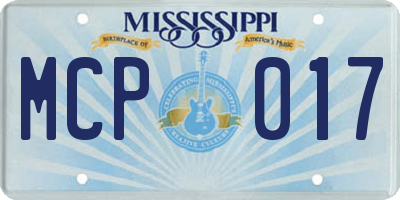 MS license plate MCP017