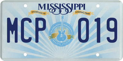 MS license plate MCP019