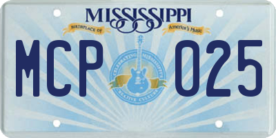 MS license plate MCP025