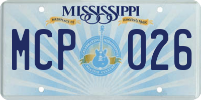 MS license plate MCP026